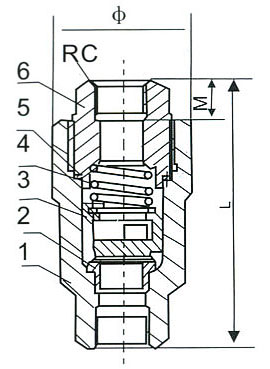 不銹鋼內(nèi)螺紋止回閥H12W結(jié)構(gòu)圖